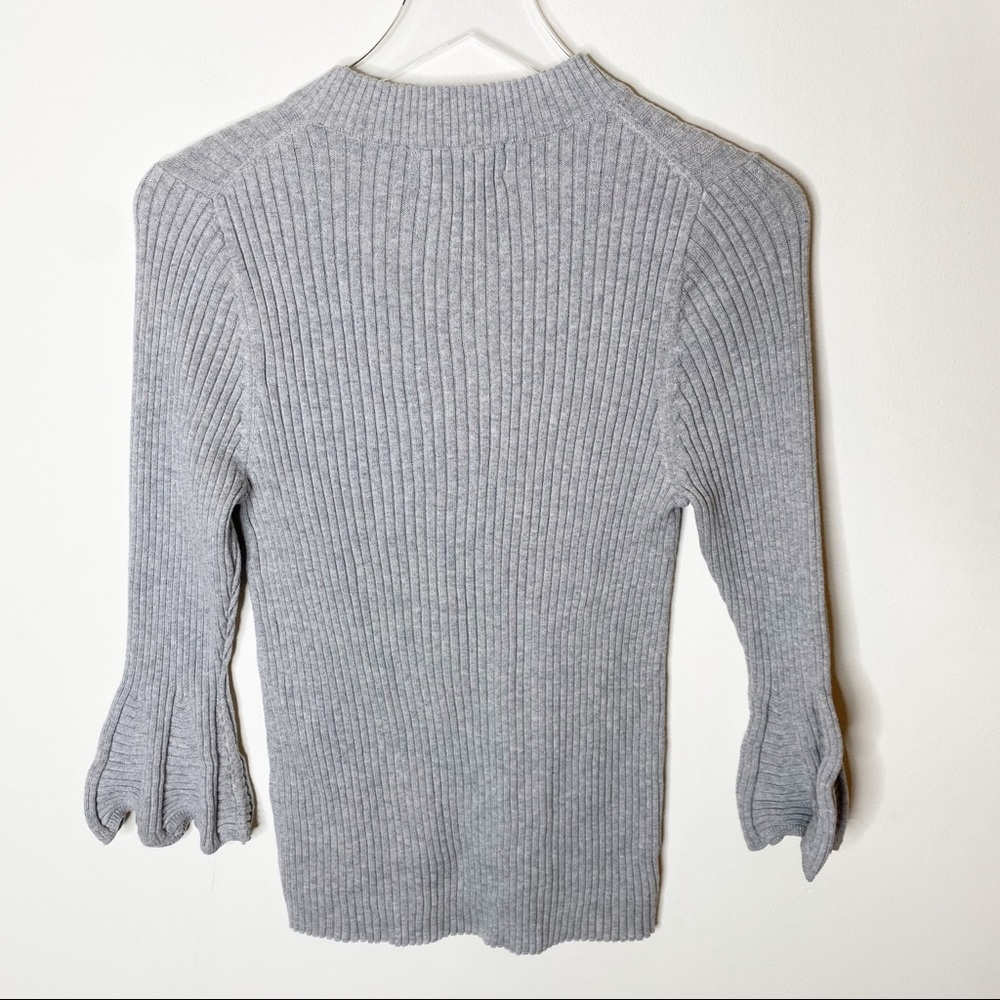 Michael Stars Gray Ribbed Crew Neck Sweater - Picture 7 of 9